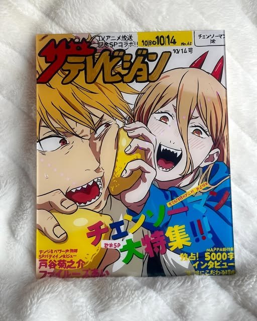 Chainsaw Man magazine cover glass painting